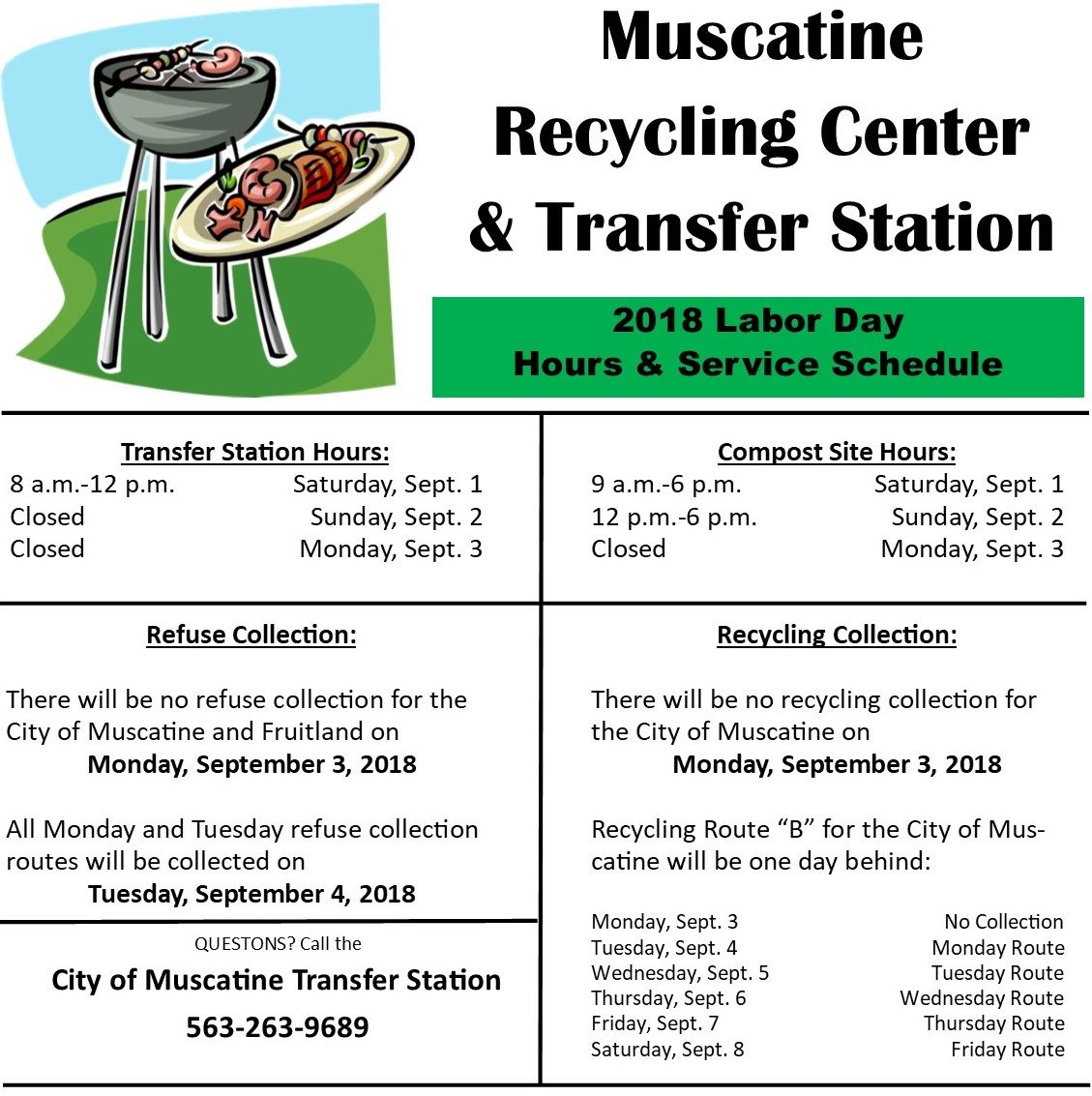 Labor Day Schedule 2018