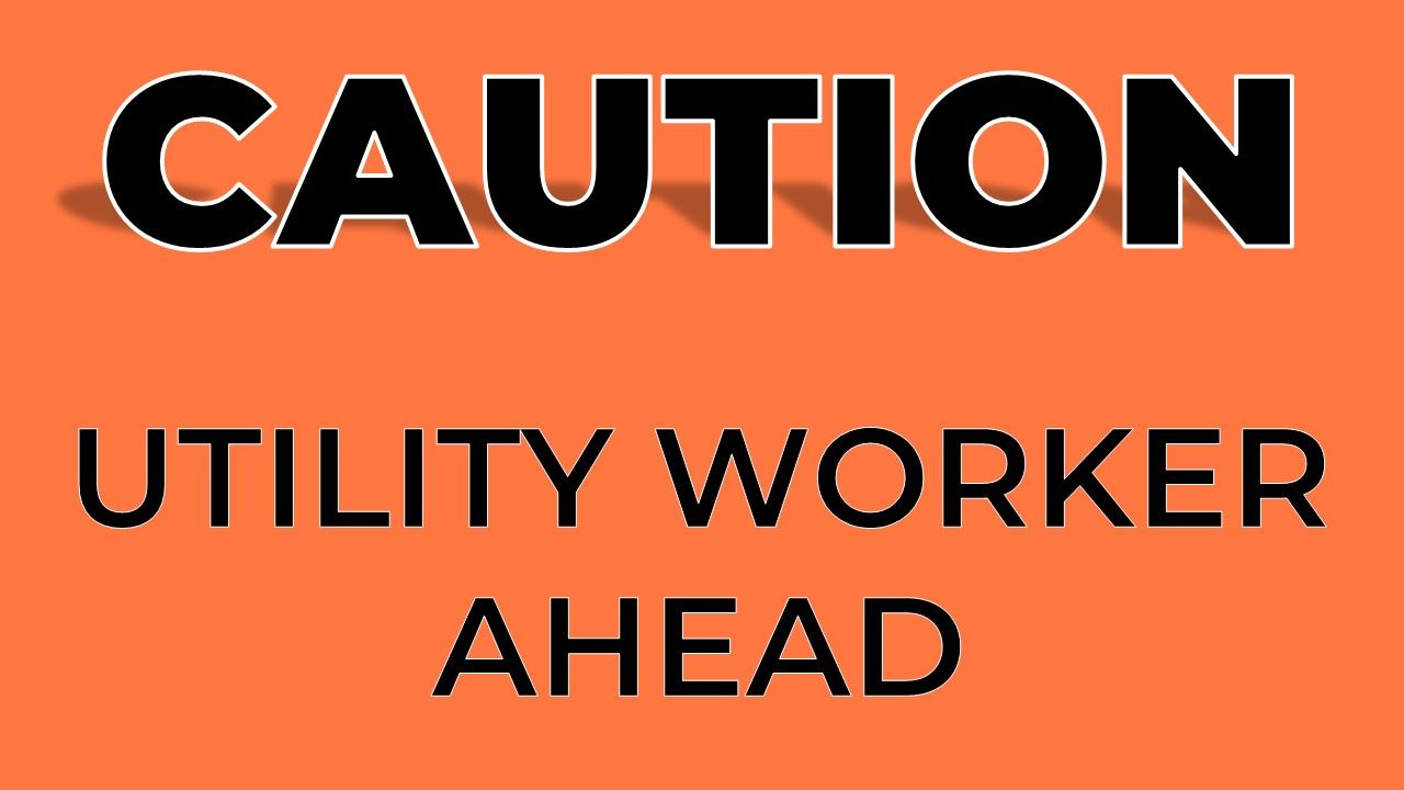 Utility Workers Ahead sign with orange background (JPG)
