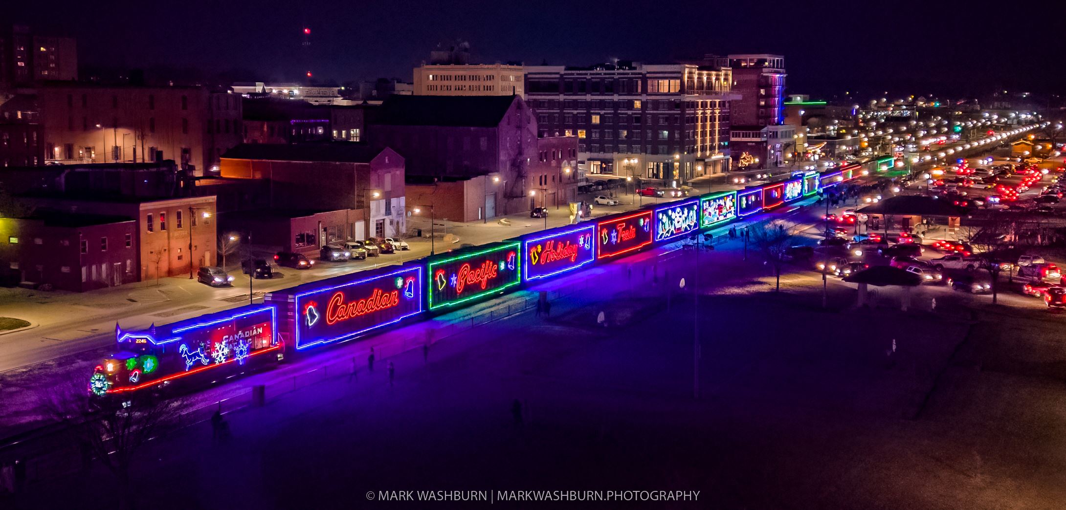 Mark Washburn 2023 Photo of Holiday Train stopped in Riverside Park (JPG)