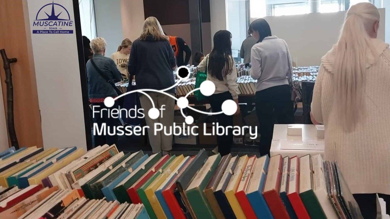 Friends Annual Meeting Advance showing people at Friends book sale (JPG)