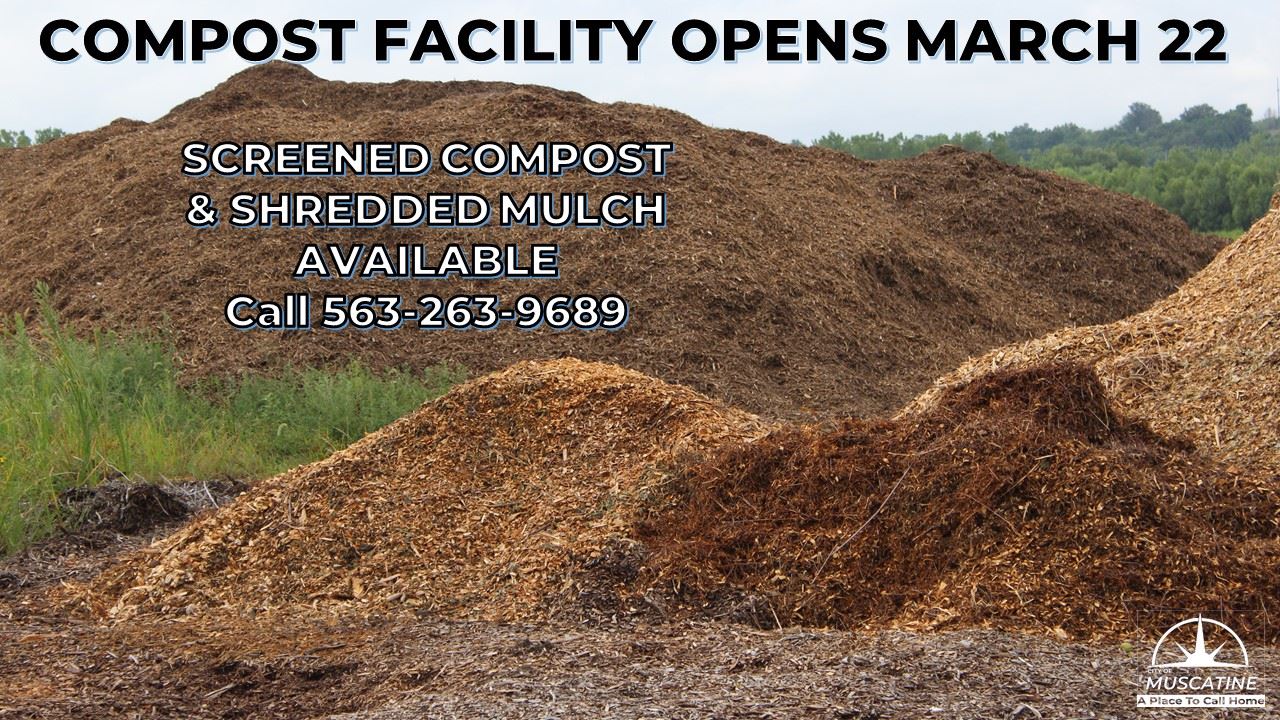 2025 Compost Facility Opening Announcement showing piles of mulch (JPG)