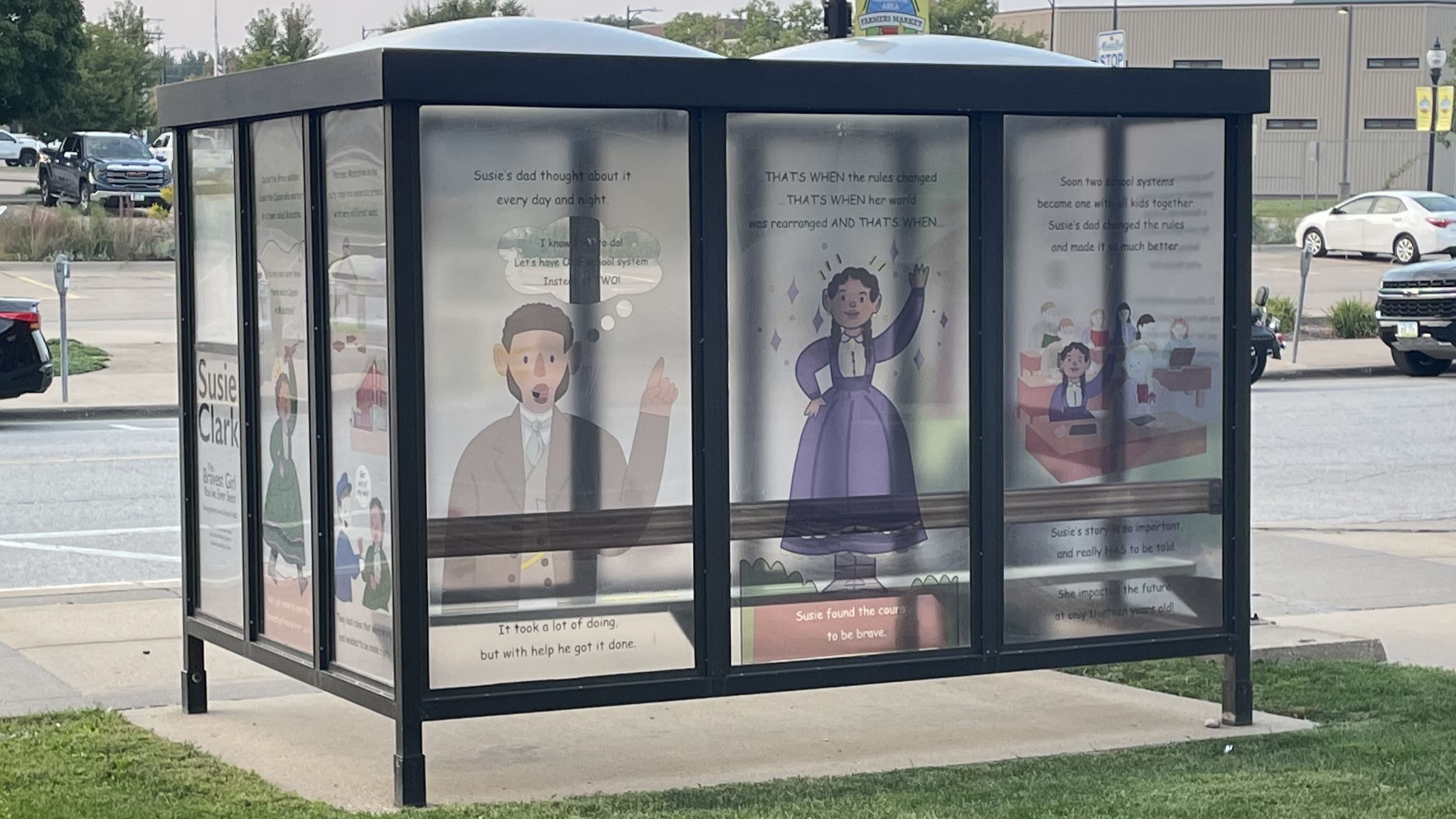 MuscaBus Bus Stop Artwork (JPG) 090425 showing bus shelter with vinyl graphics