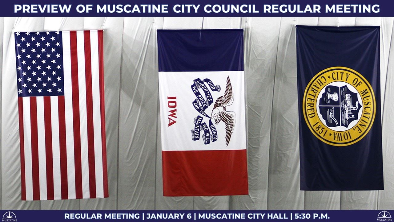 2026-01-06 Muscatine City Council (JPG) showing flags at Sports Center